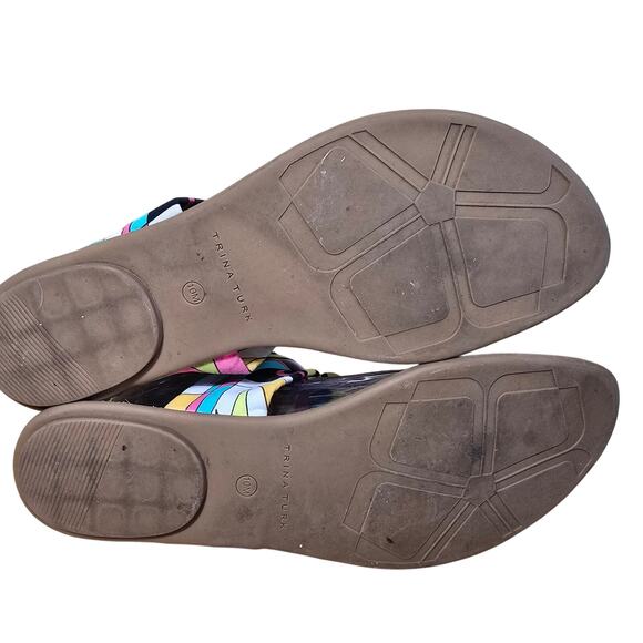 Fabulous Trina Turk Printed wrap Around 60s 70s Groovy Retro Sandals Size 10 - Picture 9 of 11